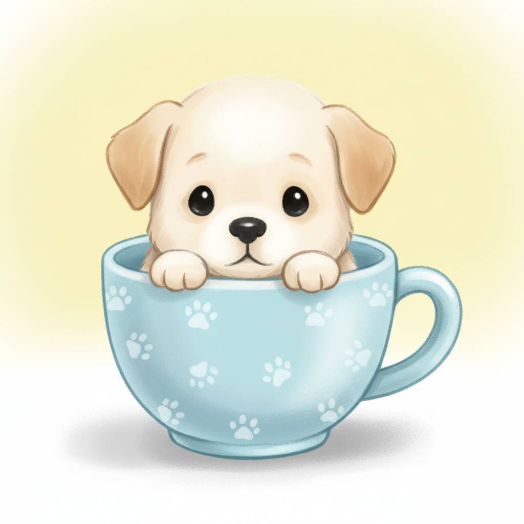 Cachorrinho Fofo na Caneca para Colorir