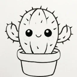 Cacto fofo em um vaso para colorir