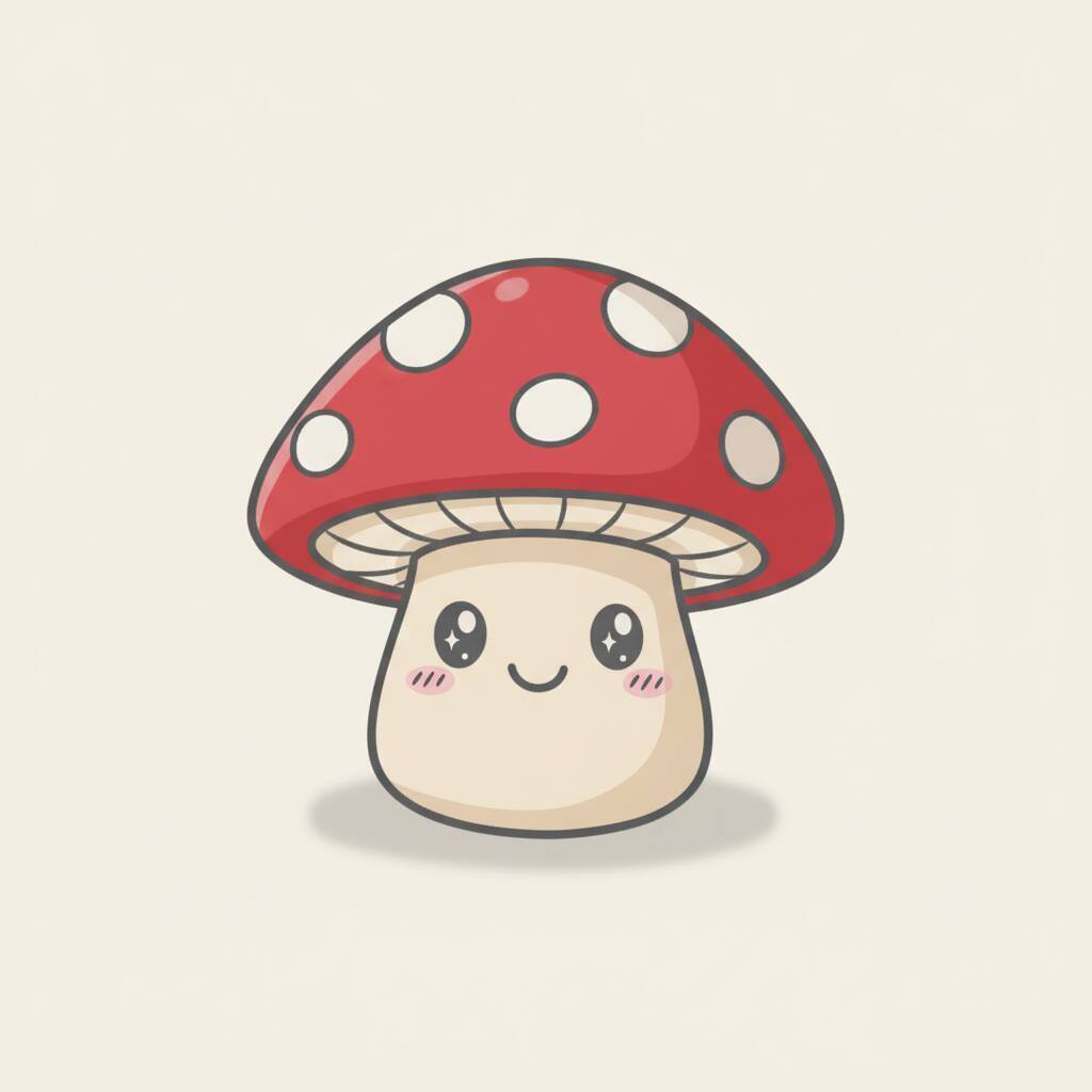 Cogumelo Fofo com Chapéu Vermelho para colorir