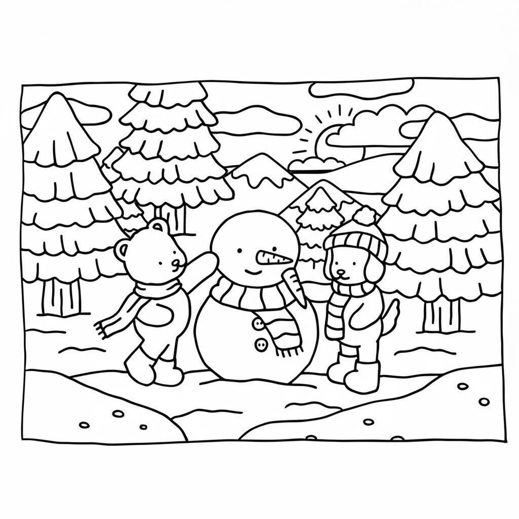 Desenho Bobbie Goods Construindo um Boneco de Neve para colorir