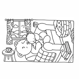 Disegno di Bobbie Goods che dorme con il suo orso da colorare