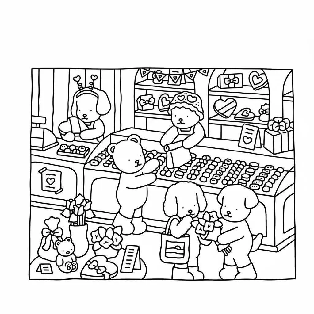 Desenho Bobbie Goods na loja de doces para colorir