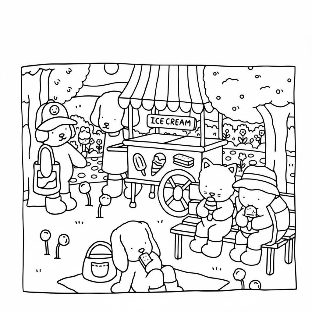 Desenho Bobbie Goods na sorveteria para colorir