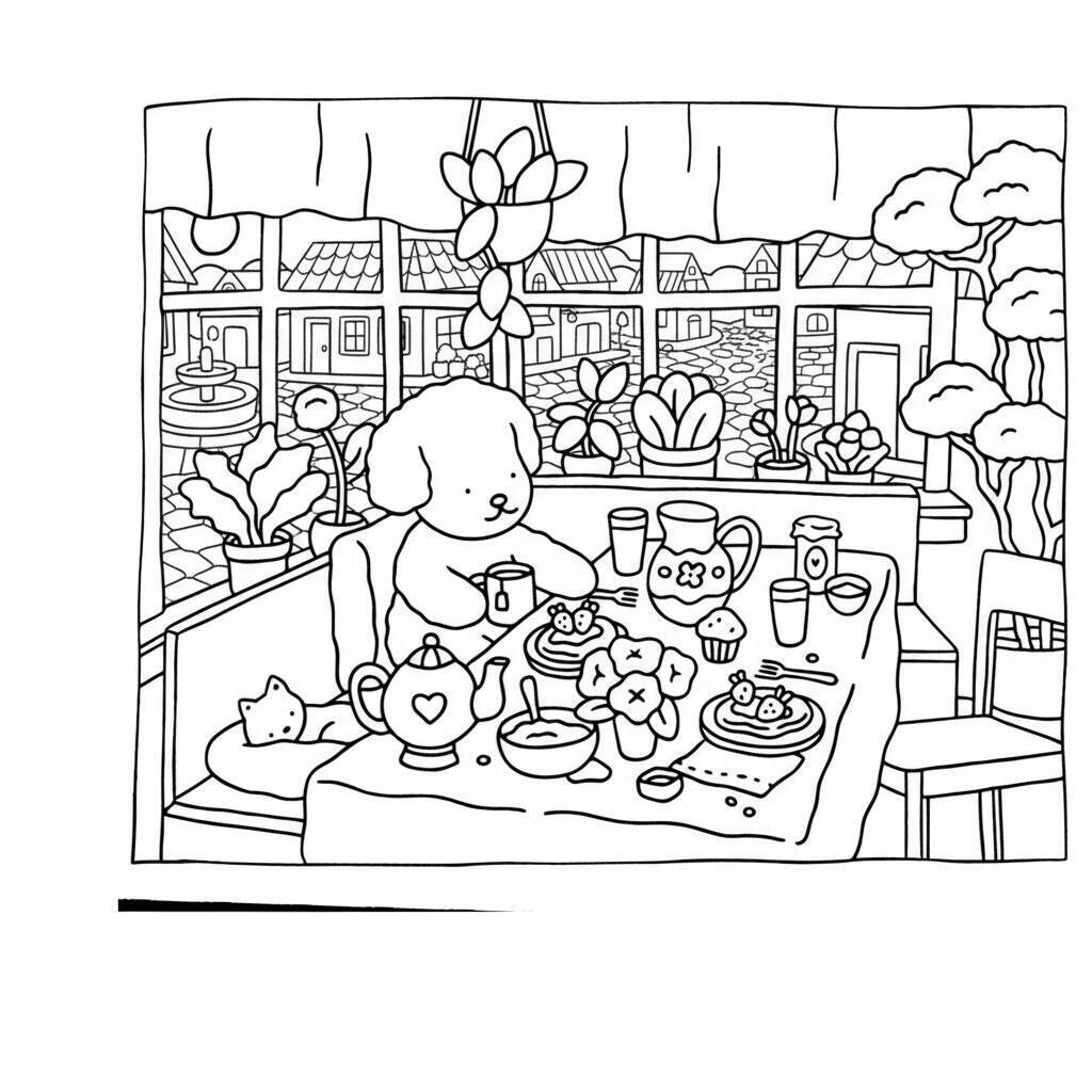 Desenho Bobbie Goods no chá da tarde para colorir