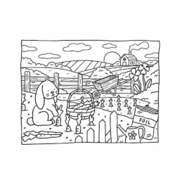 Desenho Bobbie Goods no jardim com coelho para colorir