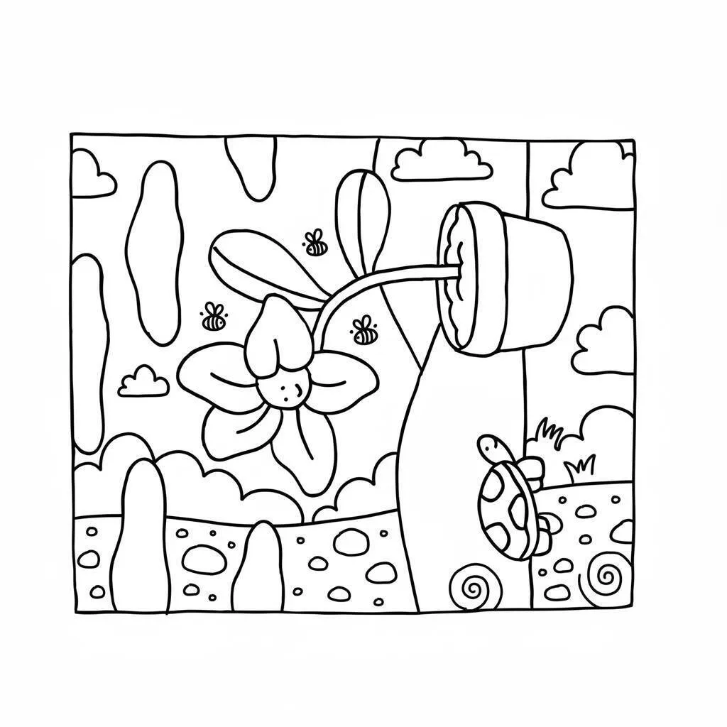 Desenho Bobbie Goods no jardim com tartaruga para colorir