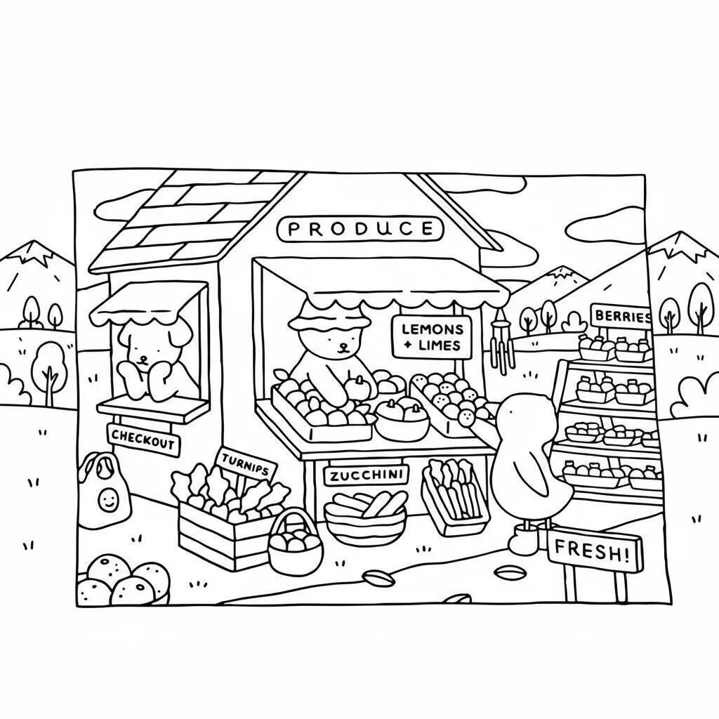 Desenho Bobbie Goods no mercado para colorir Coloriage - Bobbie Goods au marché