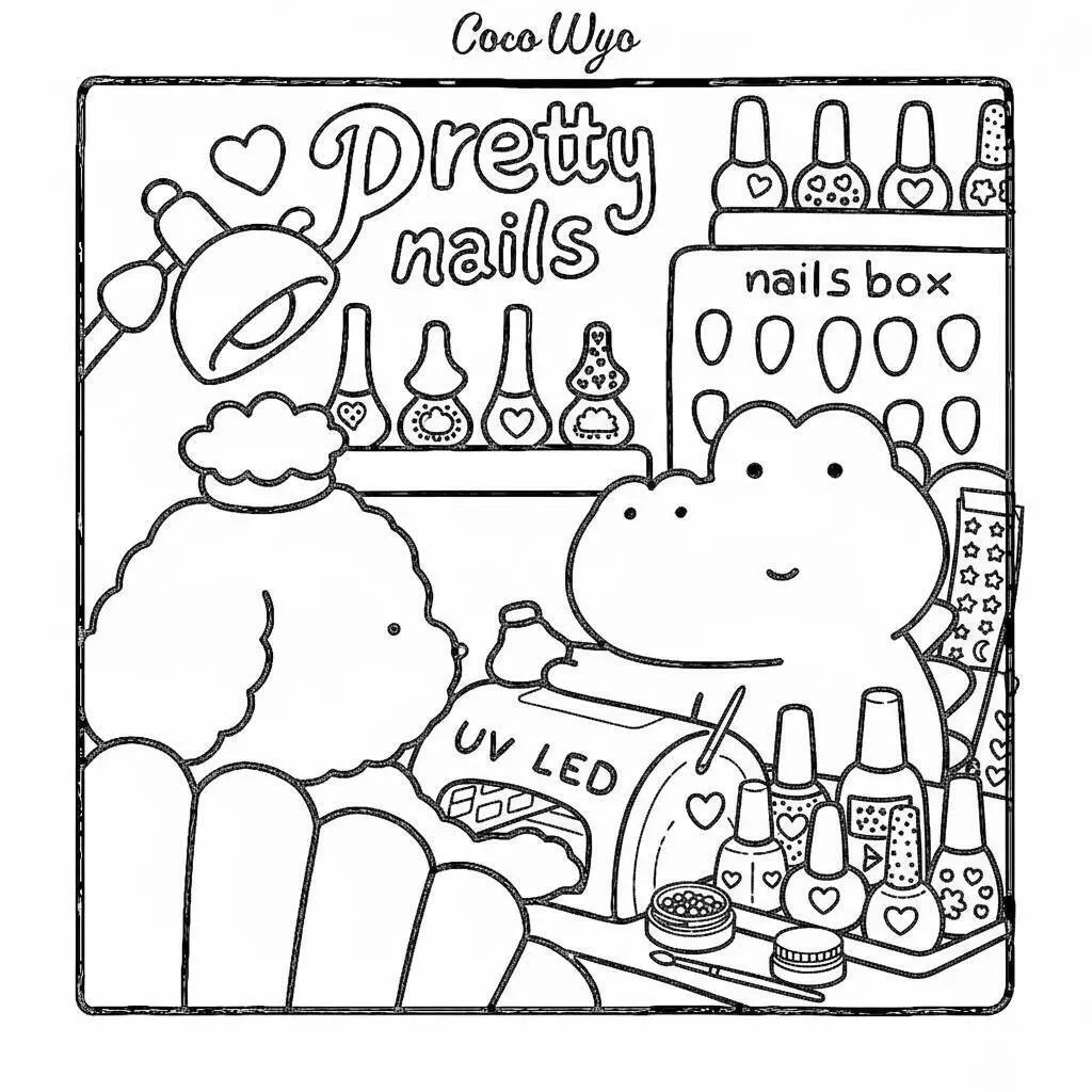 Desenho Coco Wyo Fazendo Unhas para colorir