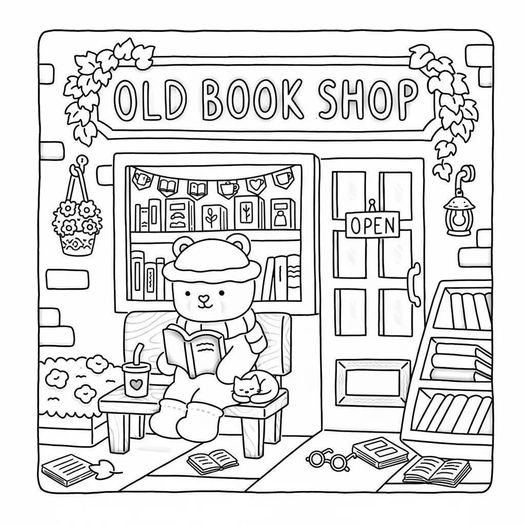 Desenho Coco Wyo na Livraria Antiga para colorir