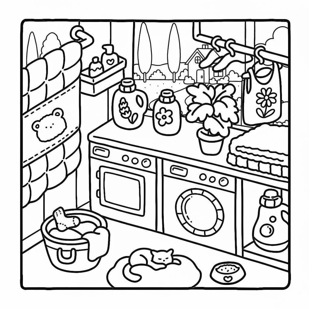 Desenho Coco Wyo na lavanderia para colorir