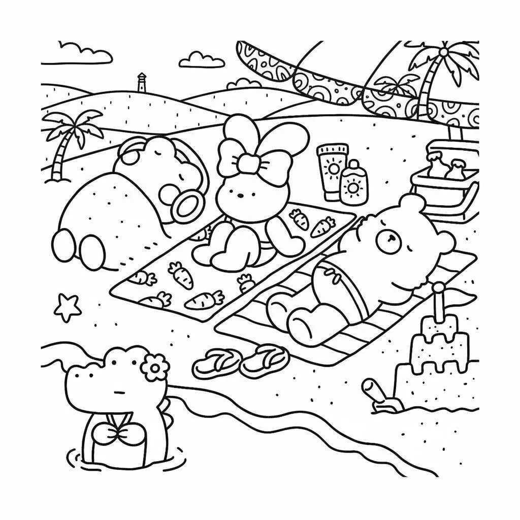 Desenho Coco Wyo na praia para colorir