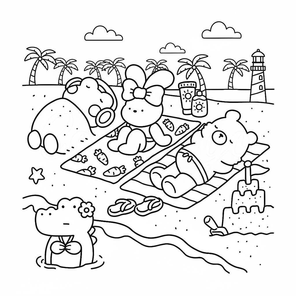 Desenho Coco Wyo na praia para colorir