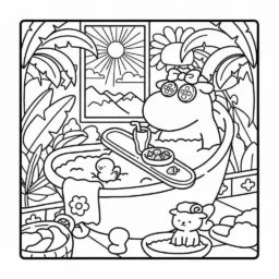 Desenho Coco Wyo no Banho para colorir