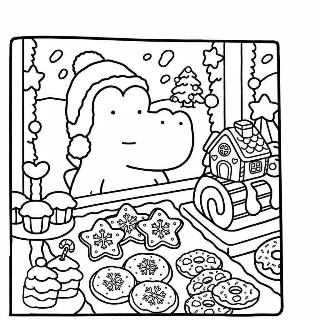 Desenho Coco Wyo no Natal para colorir