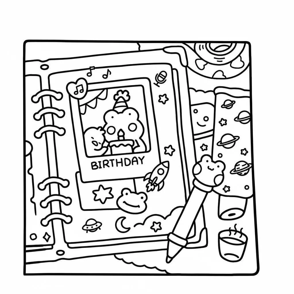 Desenho Coco Wyo no aniversário para colorir