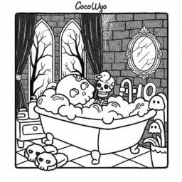 Desenho Coco Wyo no banheiro para colorir