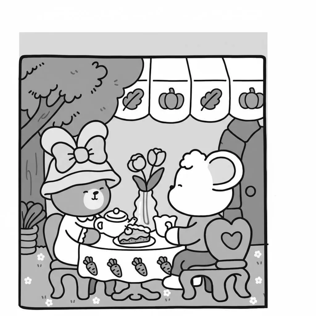 Desenho Coco Wyo no chá da tarde para colorir