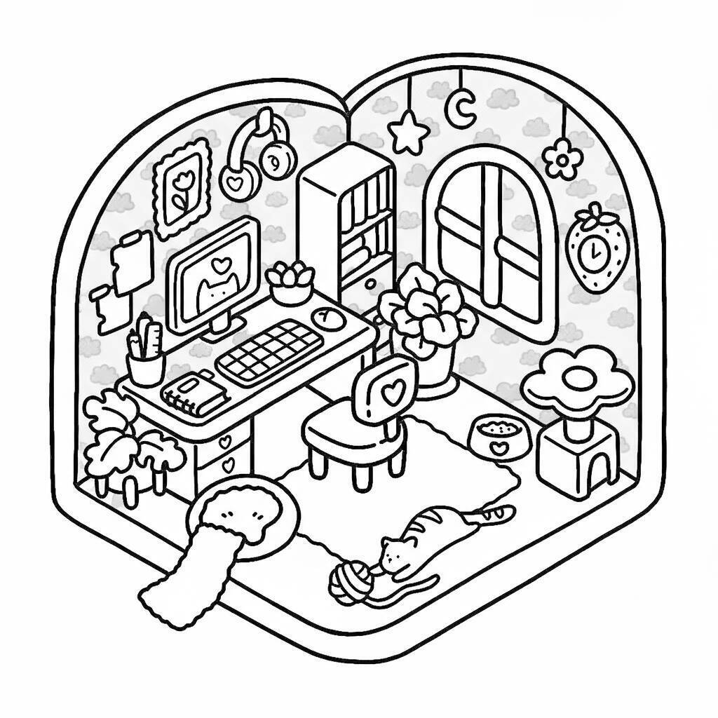Desenho Coco Wyo no quarto para colorir