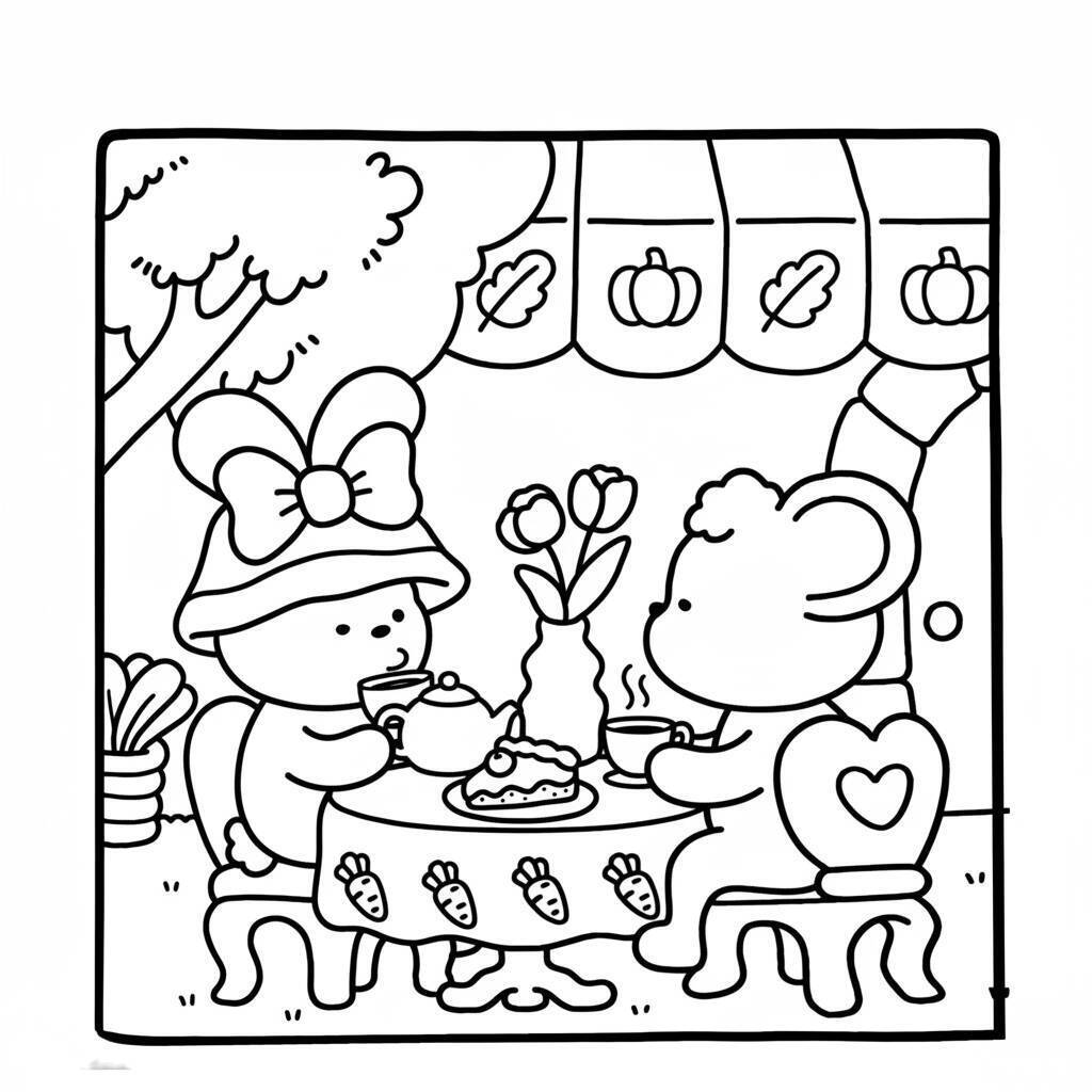 Desenho Coco Wyo tomando chá para colorir