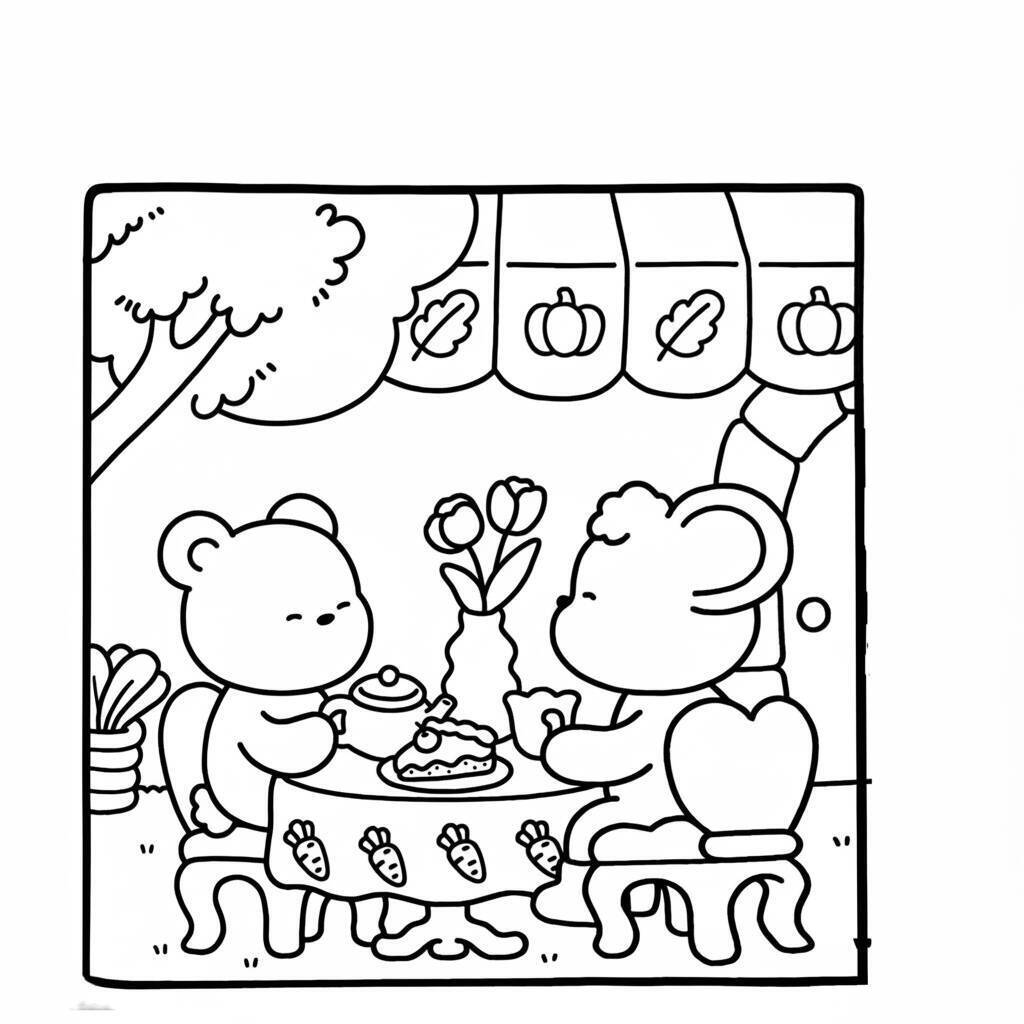 Desenho Coco Wyo tomando chá para colorir