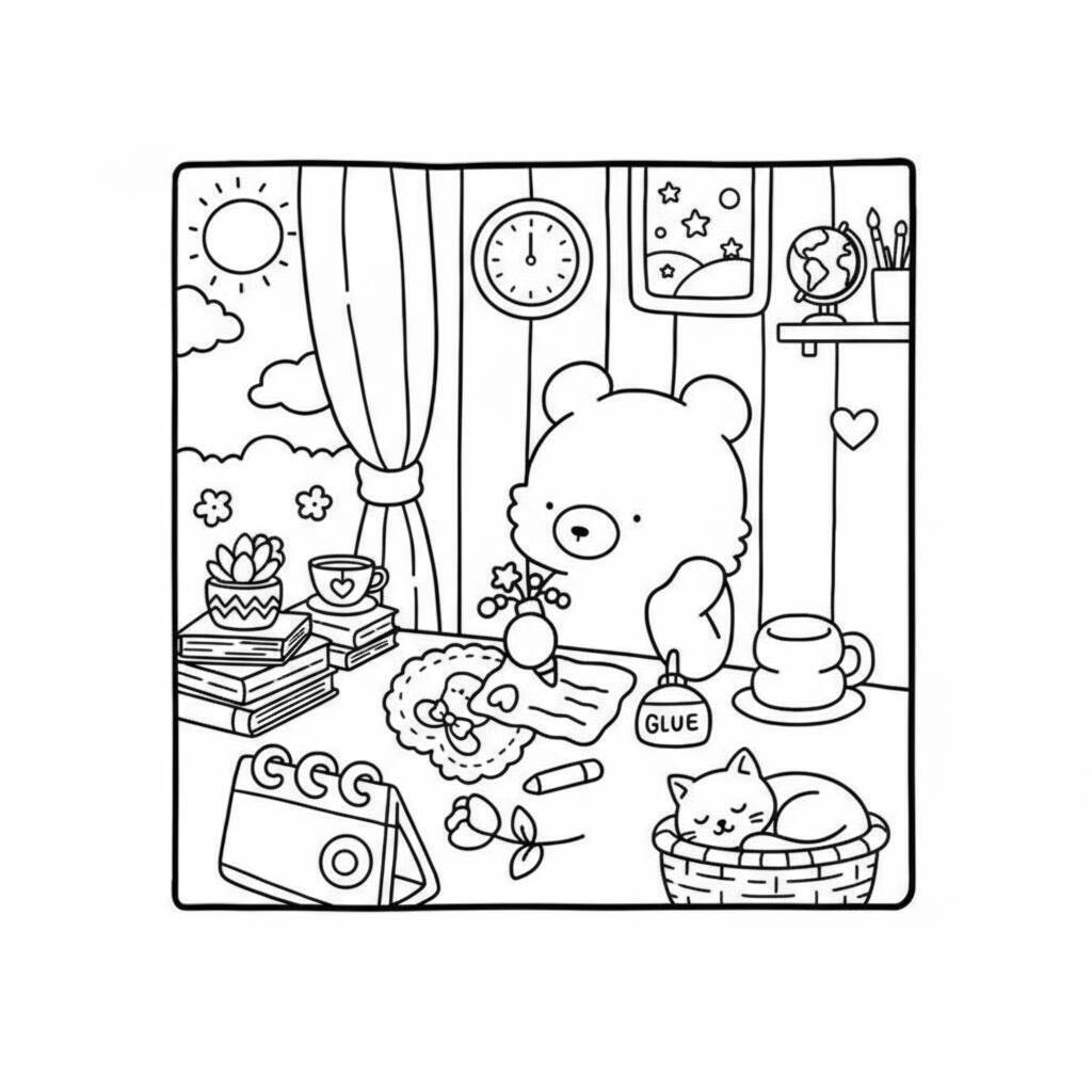Desenho Cozy Friend Criando Arte para colorir