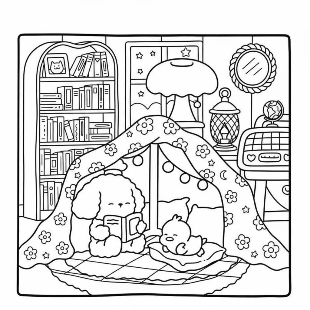 Desenho Cozy Friend Lendo para colorir