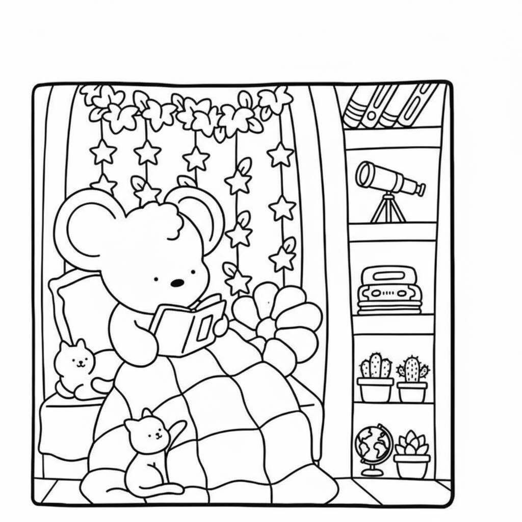 Desenho Cozy Friend Lendo para colorir