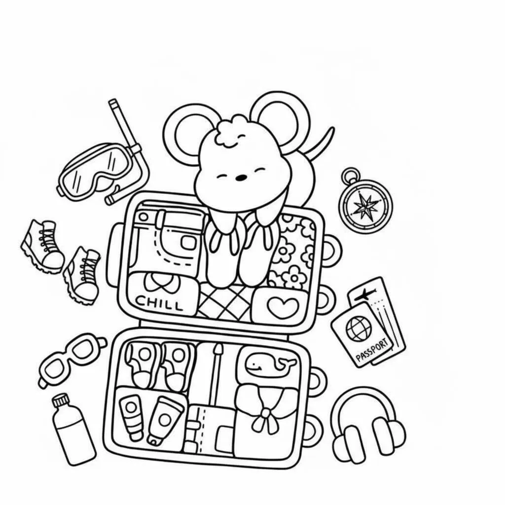 Desenho Cozy Friend Preparando a Mala para colorir