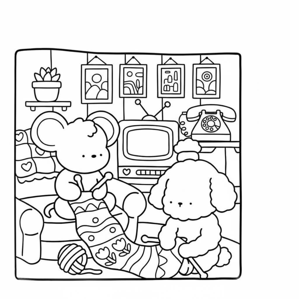 Desenho Cozy Friend Tricotando para colorir