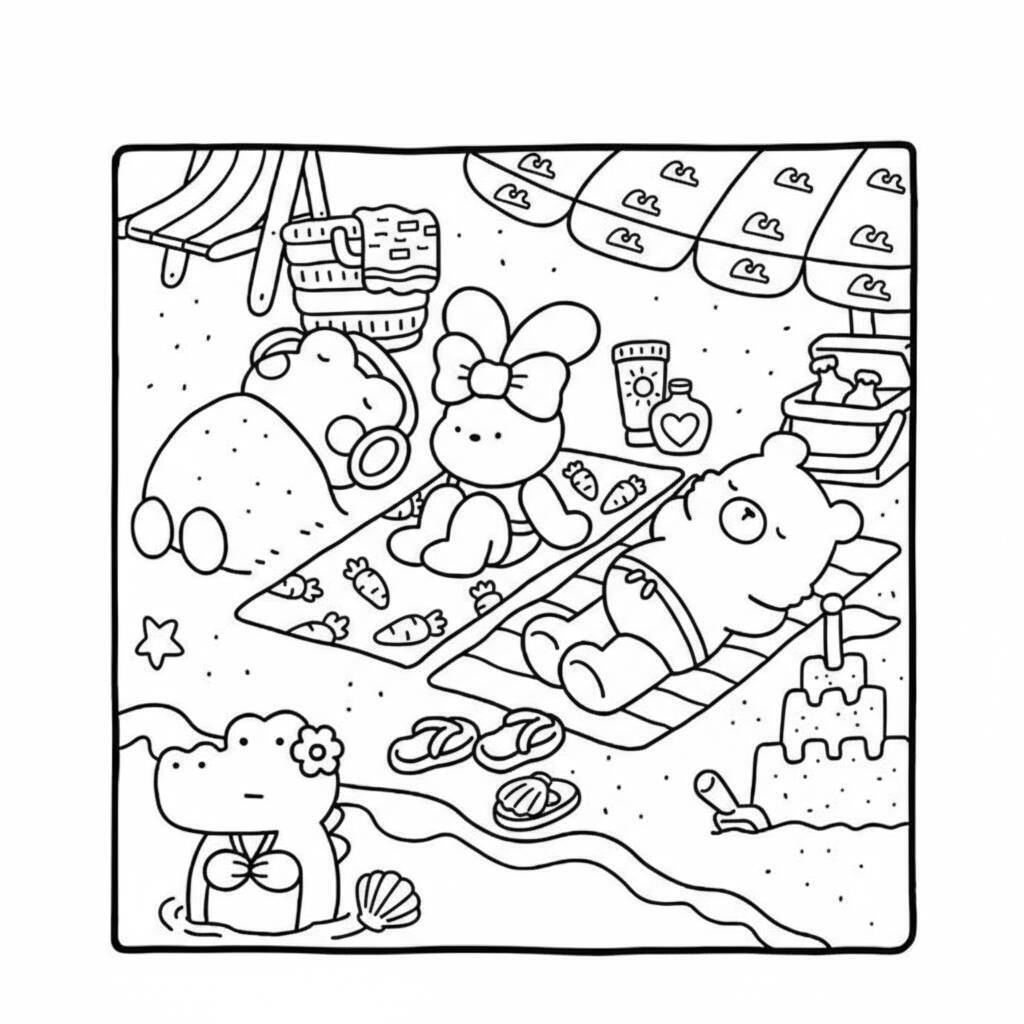 Desenho Cozy Friend na Praia para colorir