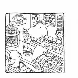 Desenho Cozy Friend na Sorveteria para colorir