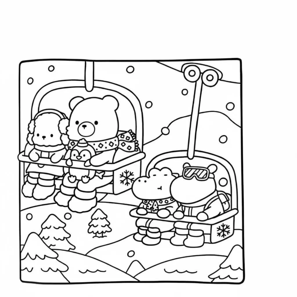 Desenho Cozy Friend na montanha russa para colorir Coloriage - Cosy Friend sur les montagnes russes