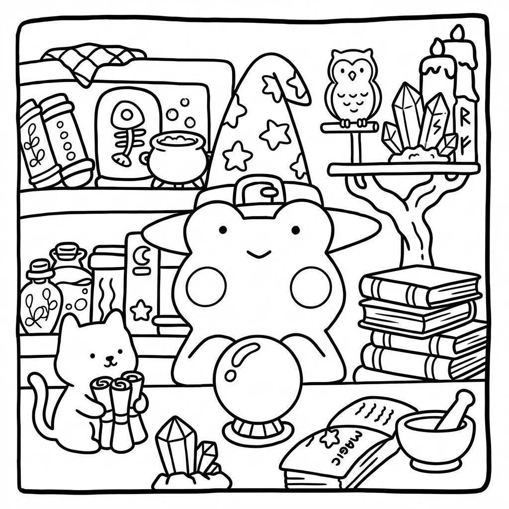Desenho Cozy Friend na sala de estar para colorir