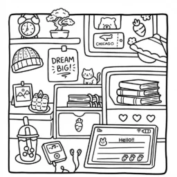 Coloriage - Ami douillet au bureau pour Colorier