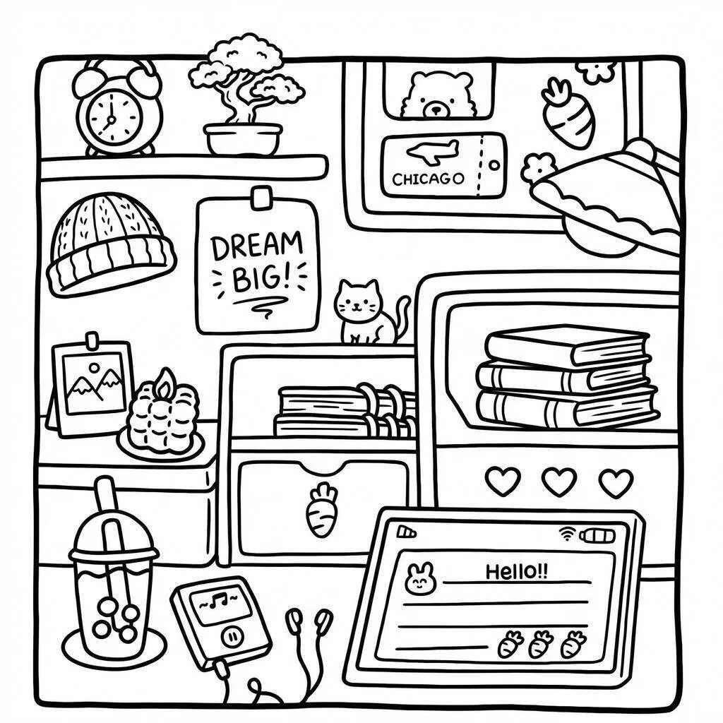 Desenho Cozy Friend no escritório para colorir