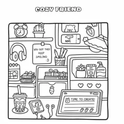 Coloriage - Ami douillet à la maison, sweet home