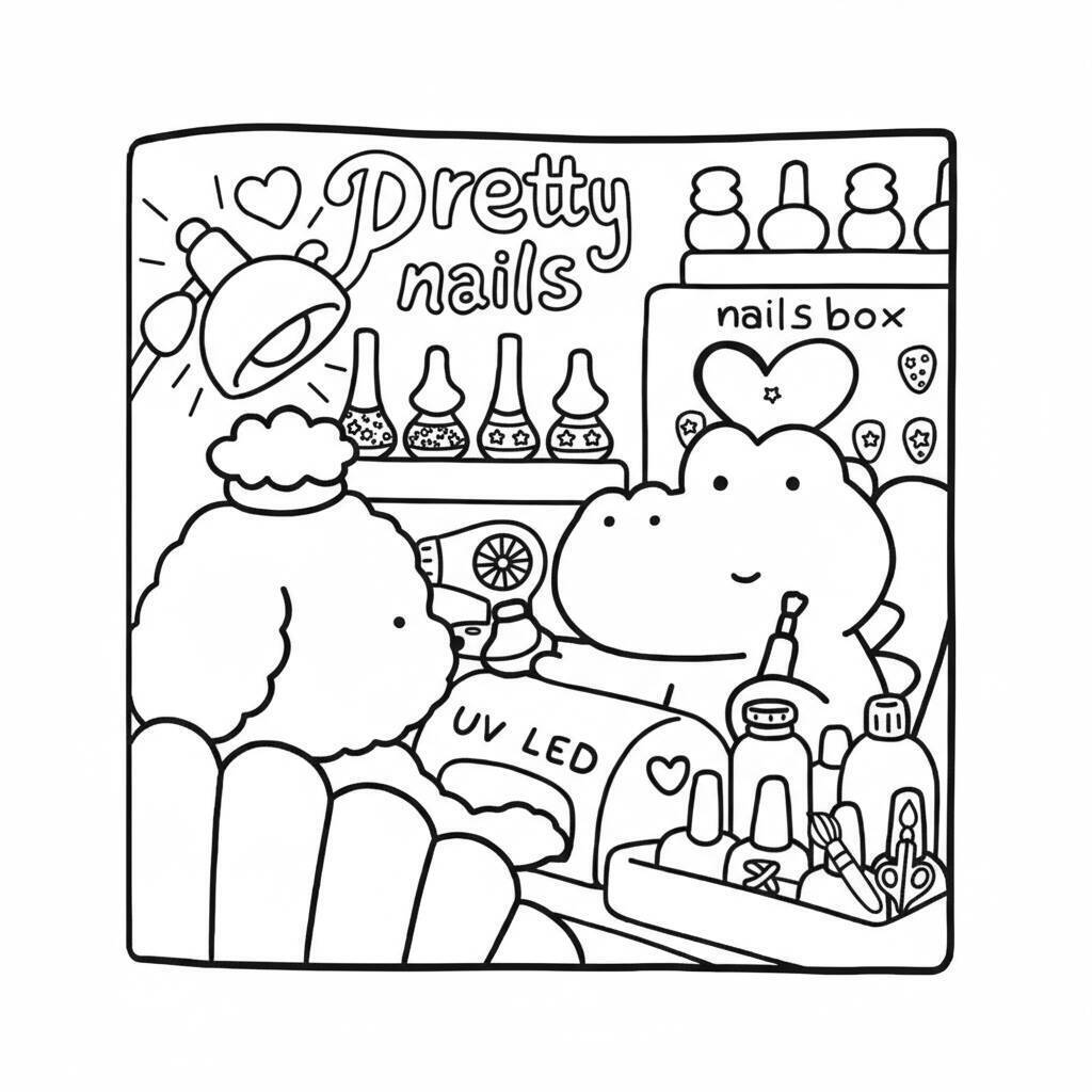 Desenho Cozy Friend no salão de beleza para colorir