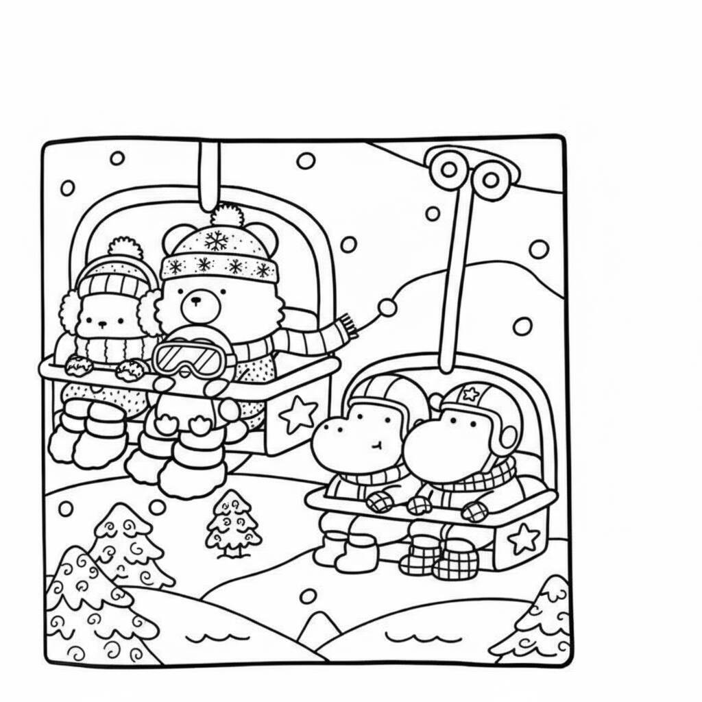 Desenho Cozy Friend no teleférico para colorir