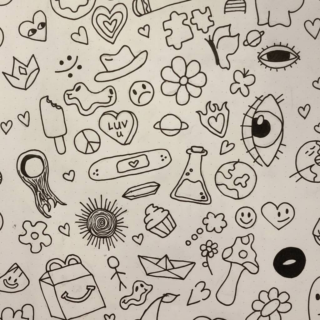 Desenho Fácil para desenhar de corações e flores