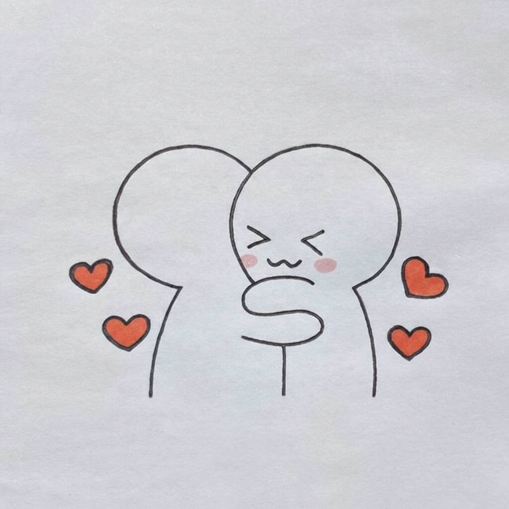 Desenho Fácil para desenhar de dois personagens se abraçando