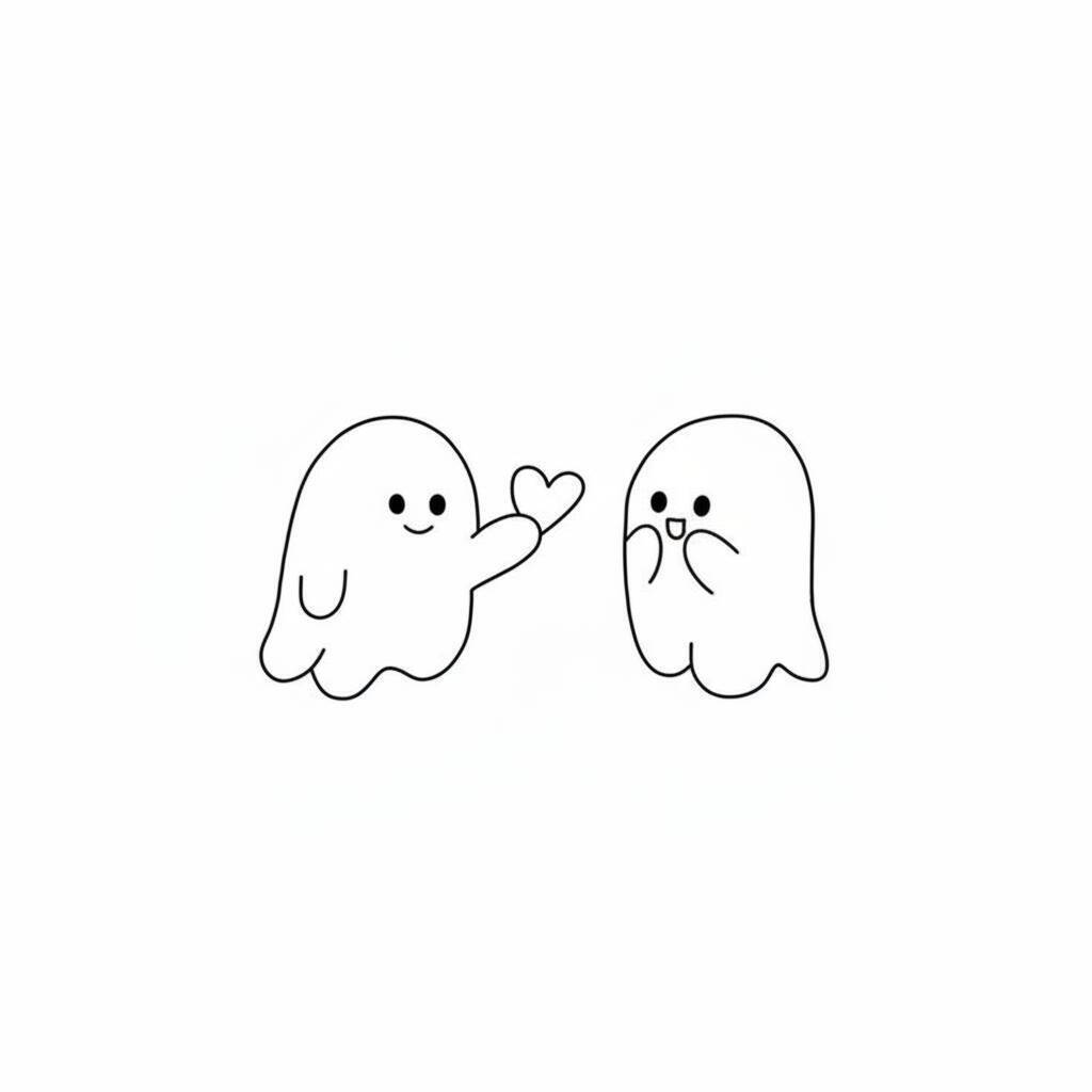 Desenho Fácil para desenhar de fantasmas fofos