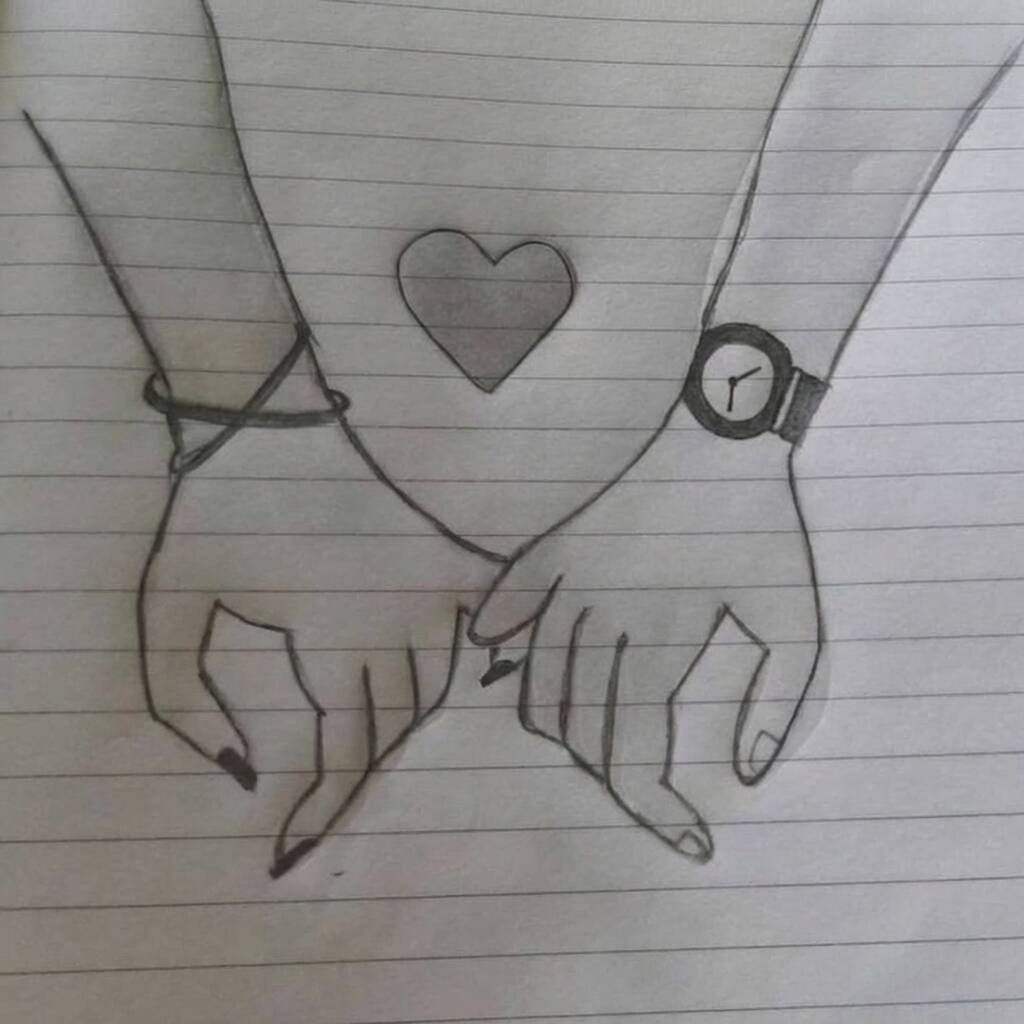 Desenho Fácil para desenhar de mãos com coração