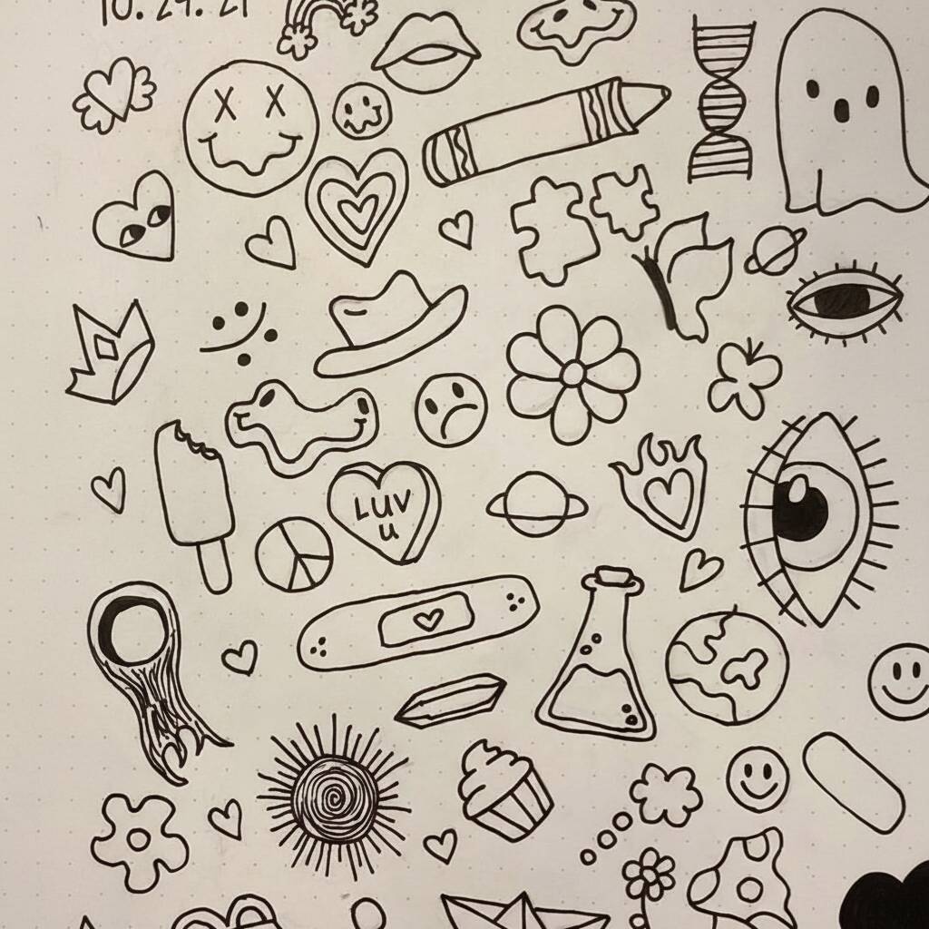 Desenho Fácil para desenhar de símbolos e doodles