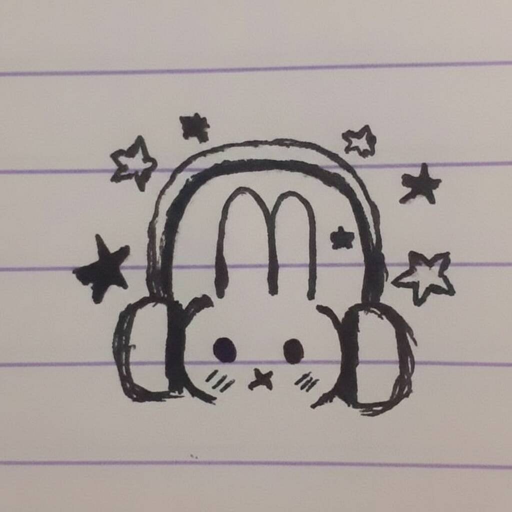 Desenho Fácil para desenhar de um coelho com fones de ouvido