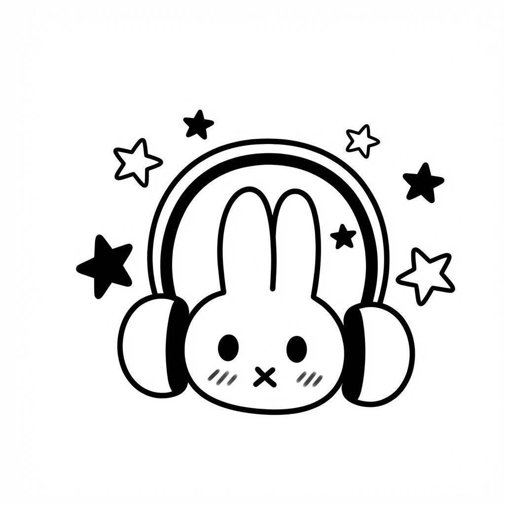 Desenho Fácil para desenhar de um coelho com fones de ouvido