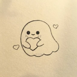 Desenho Fácil para desenhar de um fantasma com coração
