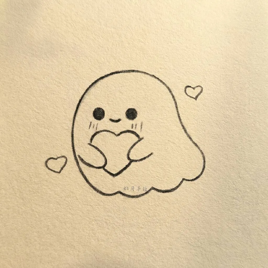 Desenho Fácil para desenhar de um fantasma com coração Desenho Fácil para desenhar de um fantasma com coração