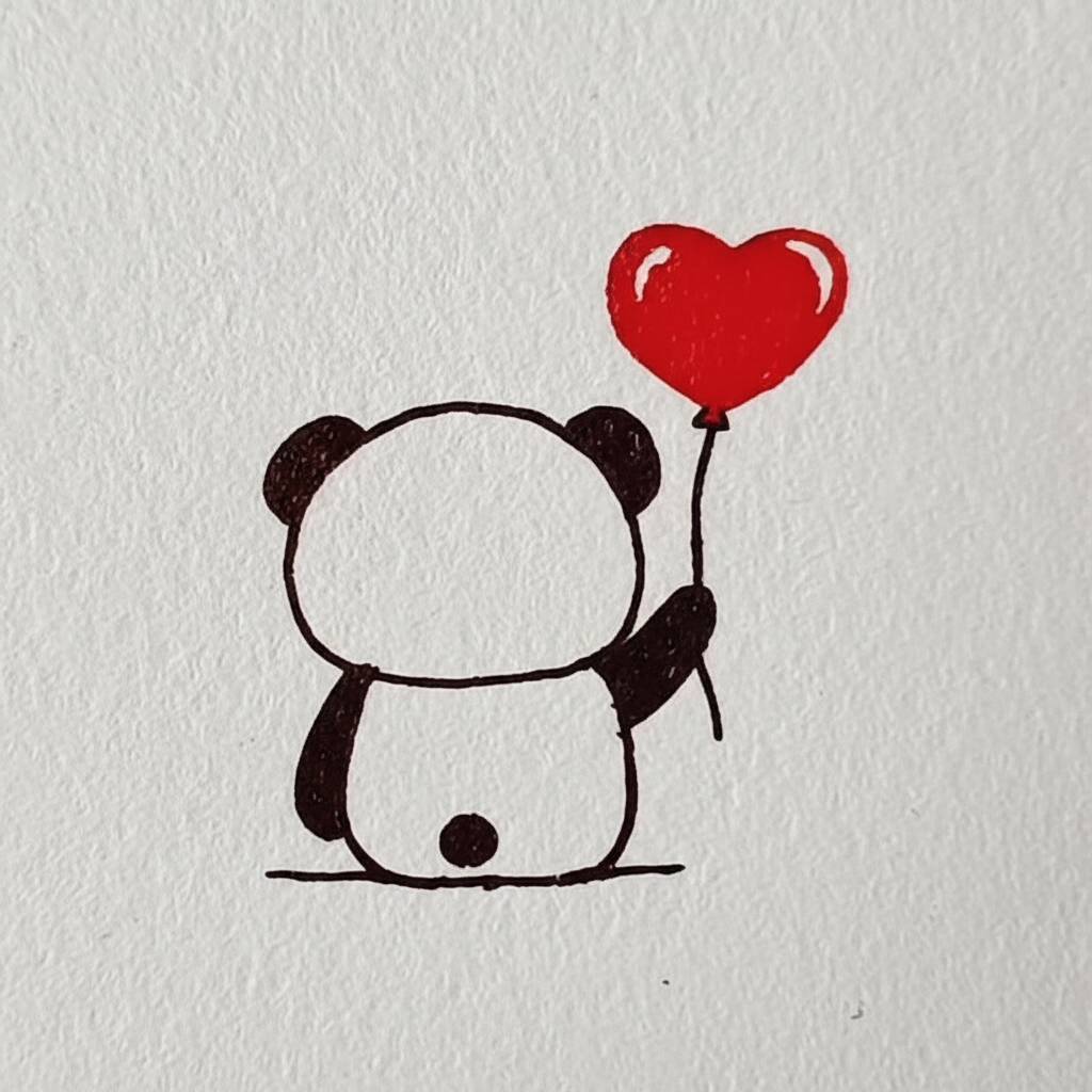 Desenho Fácil para desenhar de um panda com coração