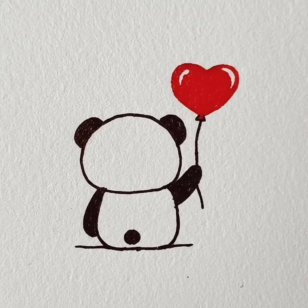 Desenho Fácil para desenhar de um panda com coração
