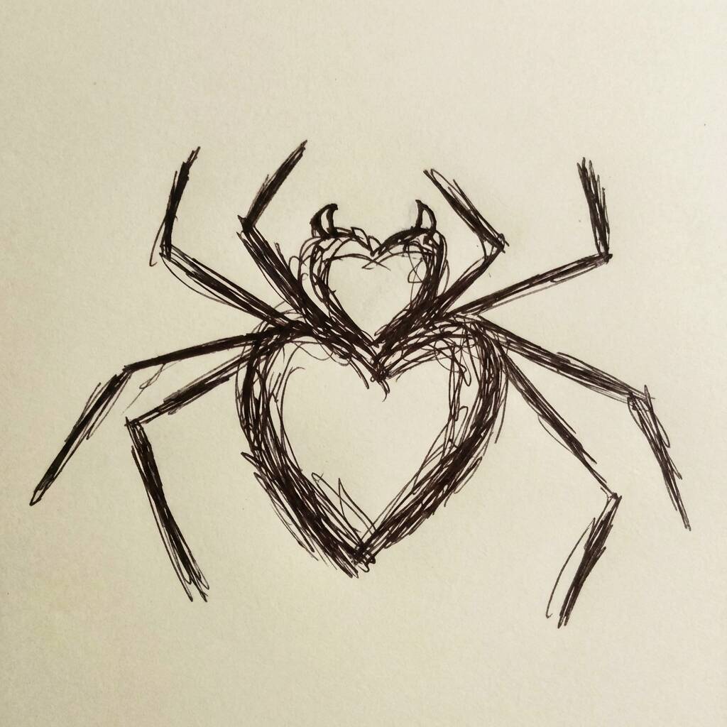 Desenho Fácil para desenhar de uma aranha com coração